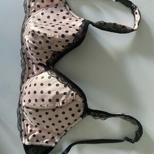 Polka Dot Lace Trim Bra